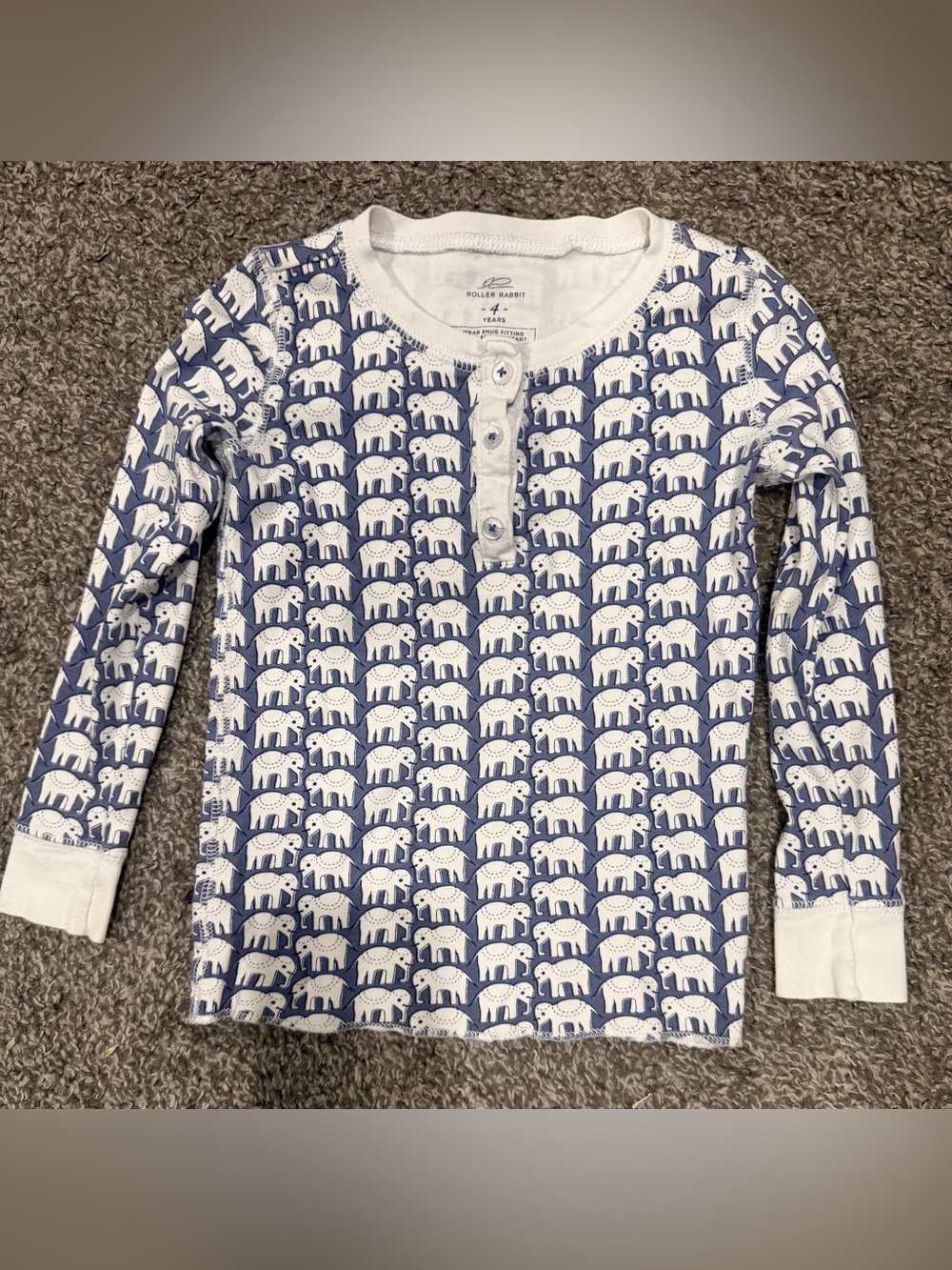 Roller Rabbit Kids Blue Elephant Henley Top